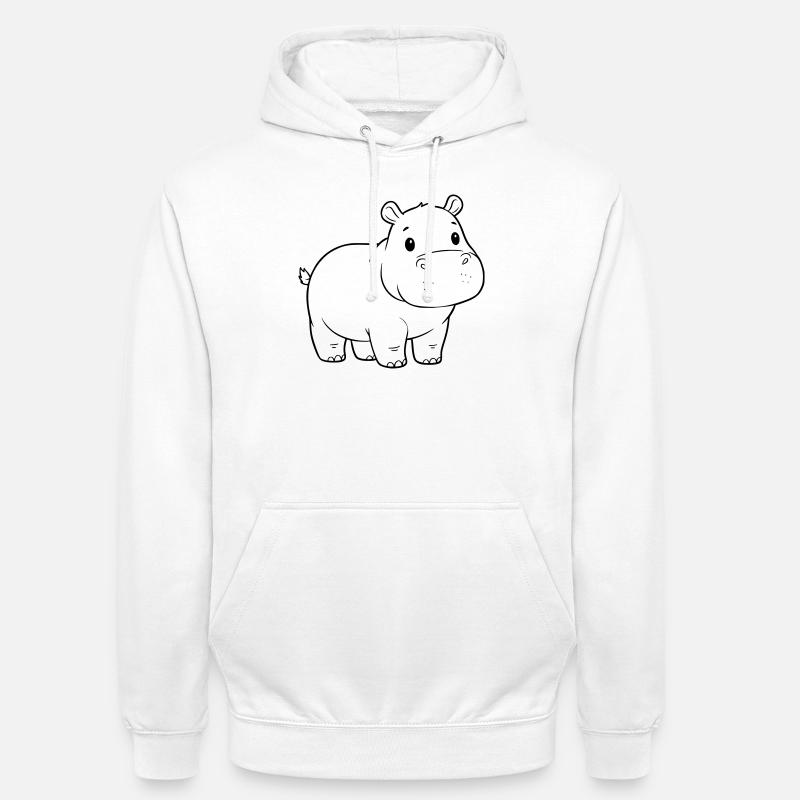 Süßes Baby Nilpferd Comic Outline - Unisex Hoodie - Weiß