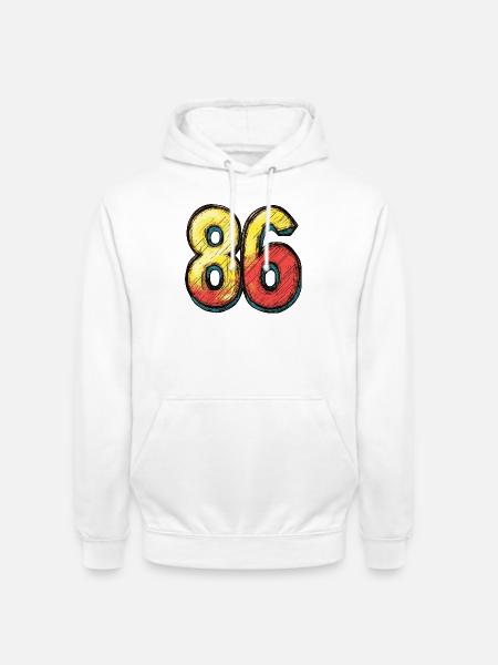 86 Zahl Bunt - Unisex Hoodie - Weiß