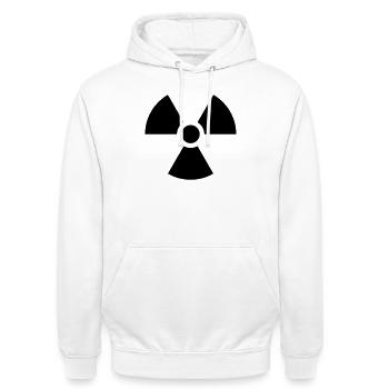 Atom Nuclear - Unisex Hoodie - white - Front - AI Model Male 185 dark (185cm) & AI Model Female 172 dark (172cm)