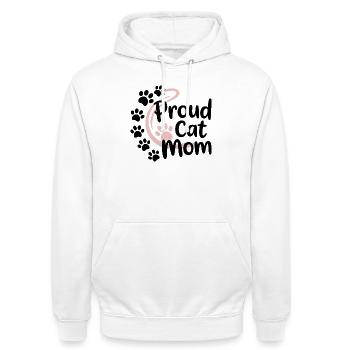 Cat Mom Pink Paws Logo - Sweat-shirt à capuche unisexe - blanc - Devant - AI Model Male 185 dark (185cm) & AI Model Female 172 dark (172cm)