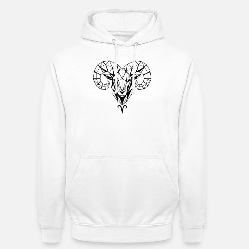 Geometric Ram – Strength & Courage - Unisex Hoodie - white