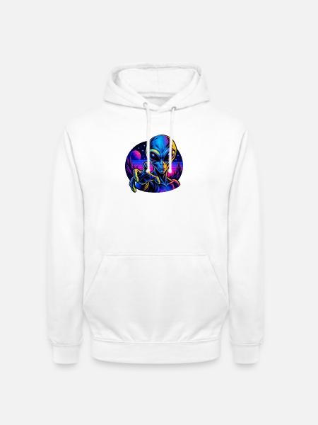Neonalien Hand im All - Unisex Hoodie - Weiß
