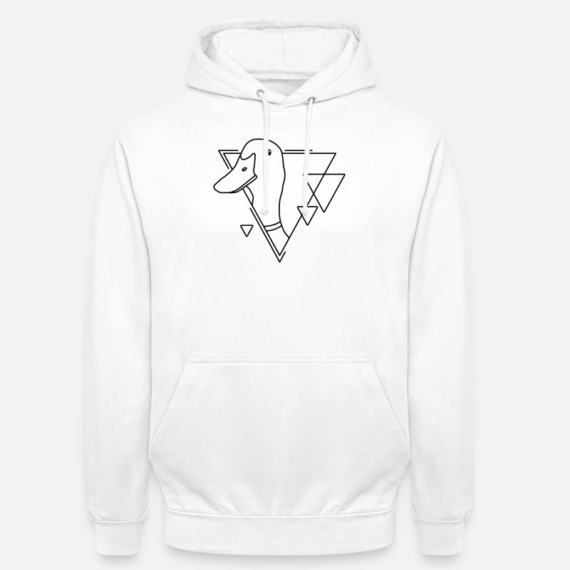 Duck in Geometric Shape - Line Art Design - Unisex Hoodie - white