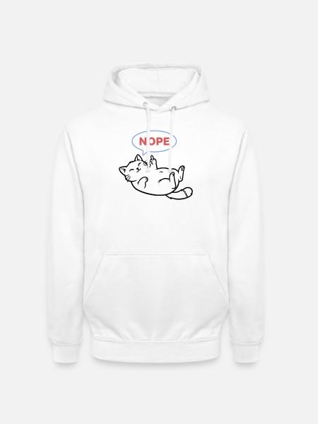 Laughing Cat Nope Middle Finger - Unisex Hoodie - white