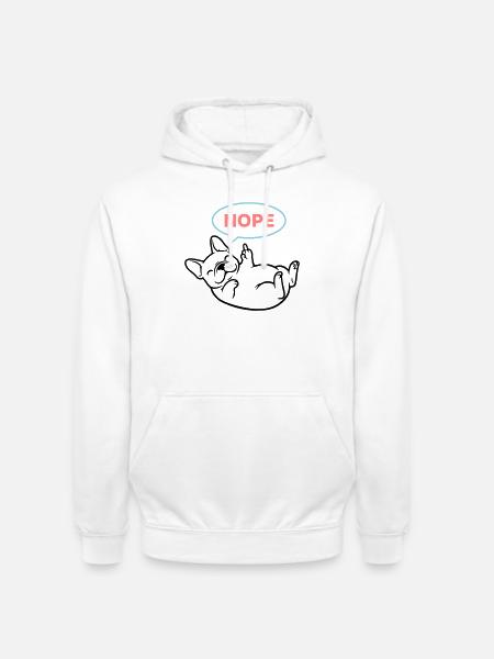 Frenchie Hund Nope Comic Bunt - Unisex Hoodie - Weiß
