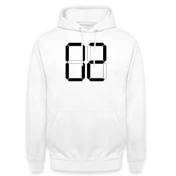 NUMÉRO 02 Zero Two Cadeau d’anniversaire numérique - Sweat-shirt à capuche unisexe - blanc - Devant - AI Model Male 185 dark (185cm) & AI Model Female 172 dark (172cm)