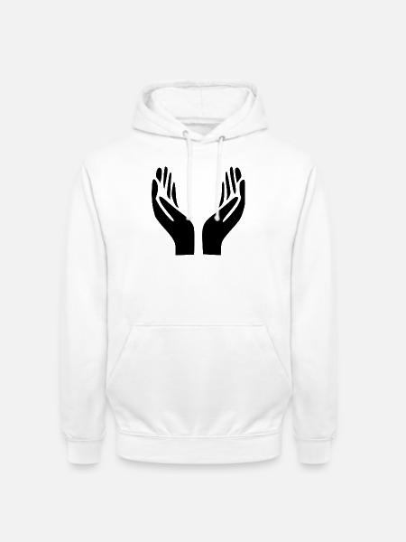Open Hands Hand Gesture - Unisex Hoodie - white