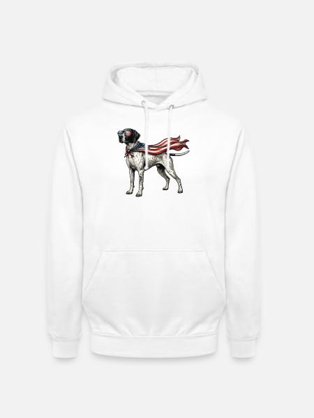 Patriotischer englischer Pointer – Pointer Papa Vogelhund - Unisex Hoodie - Weiß