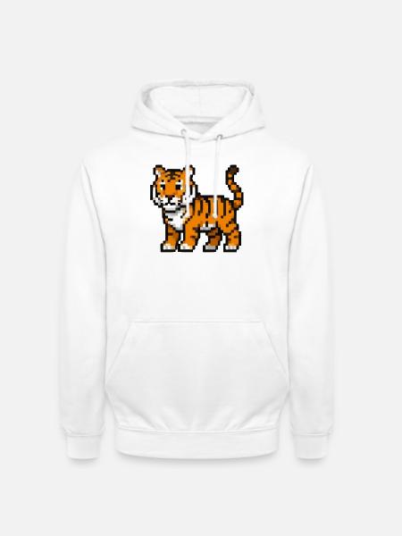 Pixel-Tiger Junges Retro Pixelkunst - Unisex Hoodie - Weiß
