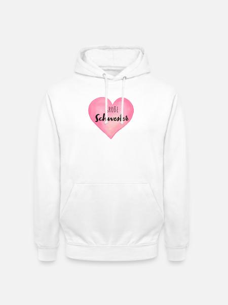 Große Schwester Herz - Unisex Hoodie - Weiß
