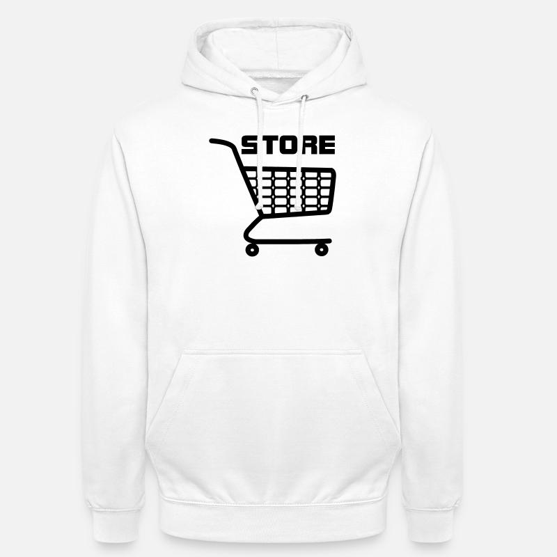 Panier d’achat avec texte STORE - Sweat-shirt à capuche unisexe - blanc