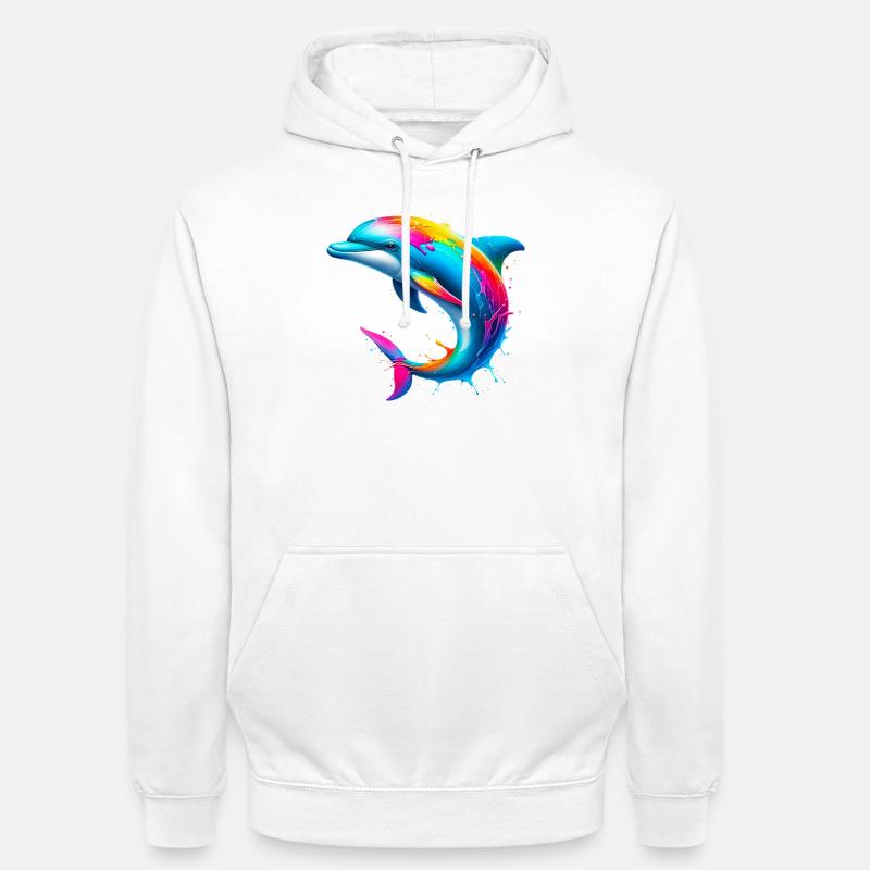 Dauphin - Sweat-shirt à capuche unisexe - blanc