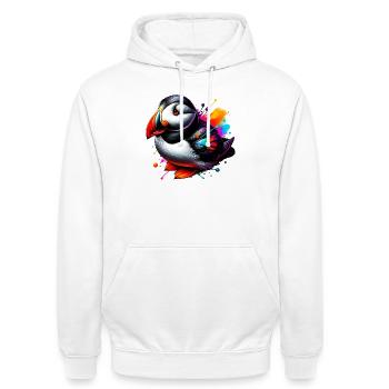 Papageitaucher - Unisex Hoodie - Weiß - Vorne - AI Model Male 185 dark (185cm) & AI Model Female 172 dark (172cm)