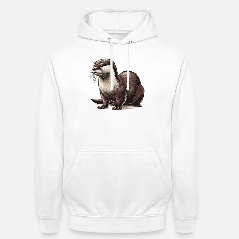 Loutre - Sweat-shirt à capuche unisexe - blanc