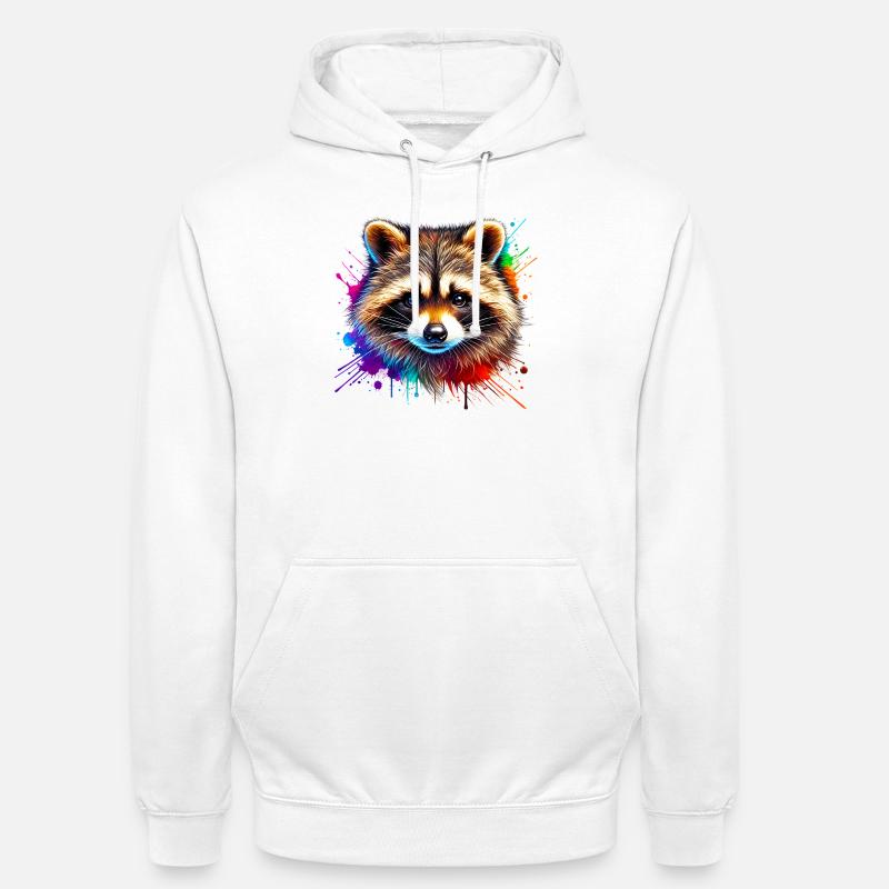 Raton laveur - Sweat-shirt à capuche unisexe - blanc