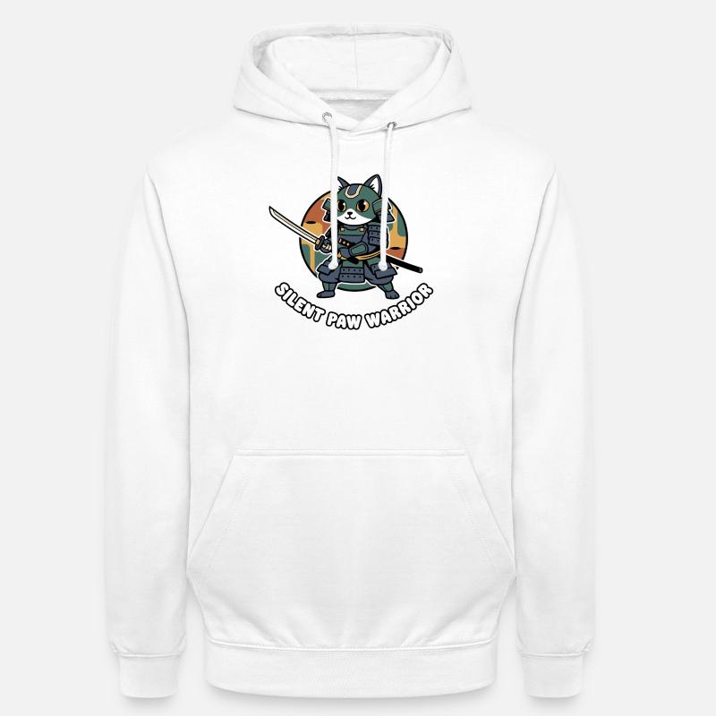 Silent Paws Samurai Warrior Cat - Unisex Hoodie - white