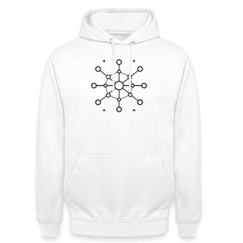 Zentraler Netzwerkstern Muster - Unisex Hoodie - Weiß - Vorne - AI Model Male 185 dark (185cm) & AI Model Female 172 dark (172cm)