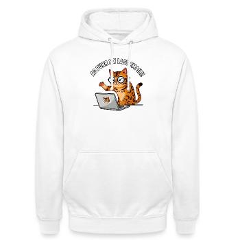 Chat de bureau en colère ronronne Mon dernier e-mail - Sweat-shirt à capuche unisexe - blanc - Devant - AI Model Male 185 dark (185cm) & AI Model Female 172 dark (172cm)