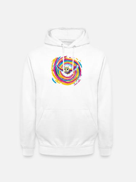 Bunte Eulenspirale - Unisex Hoodie - Weiß