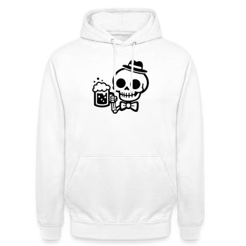 Bière Skeleton - Sweat-shirt à capuche unisexe - blanc - Devant - AI Model Male 185 dark (185cm) & AI Model Female 172 dark (172cm)