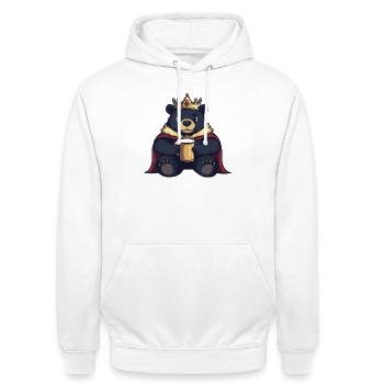 Roi de la Bière Ours - Sweat-shirt à capuche unisexe - blanc - Devant - AI Model Male 185 dark (185cm) & AI Model Female 172 dark (172cm)