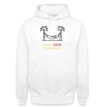 Level 2026 Unlocked Abschluss - Unisex Hoodie - Weiß - Vorne - AI Model Male 185 dark (185cm) & AI Model Female 172 dark (172cm)