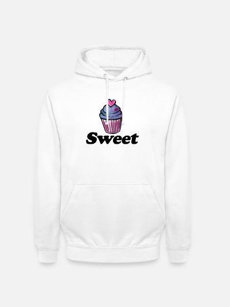 Cœur de cupcake aquarelle pastel - Sweat-shirt à capuche unisexe - blanc