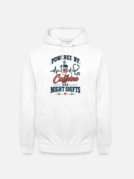 Kaffee Kraft NachtSchicht - Unisex Hoodie - Weiß