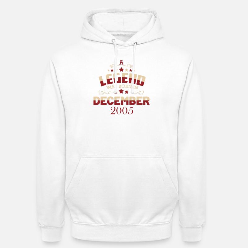 18e anniversaire Légende Décembre 2005 - Sweat-shirt à capuche unisexe - blanc