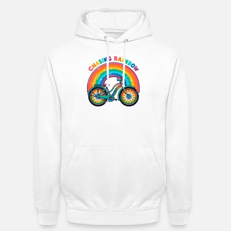 Conception de vélo Chasing Rainbow - Sweat-shirt à capuche unisexe - blanc