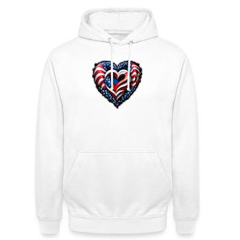 Das Herz - Unisex Hoodie - Weiß - Vorne - AI Model Male 185 dark (185cm) & AI Model Female 172 dark (172cm)