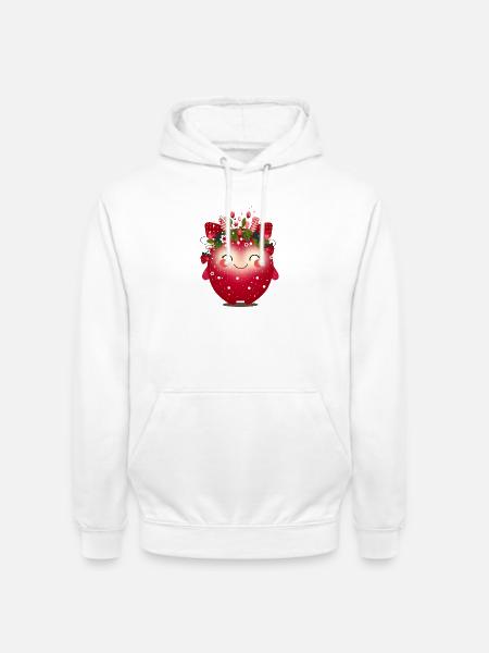 Cheerful fantasy monster as strawberry - Unisex Hoodie - white
