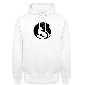 Yin Yang Symbol – Balance & Harmony - Unisex Hoodie - white - Front - AI Model Male 185 dark (185cm) & AI Model Female 172 dark (172cm)