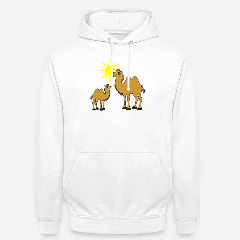 Mutter und Baby Kamel mit Sonne - Unisex Hoodie - Weiß