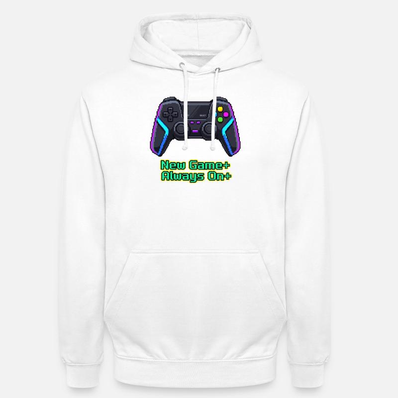 Neon Pixel Controller New Game Plus - Unisex Hoodie - white