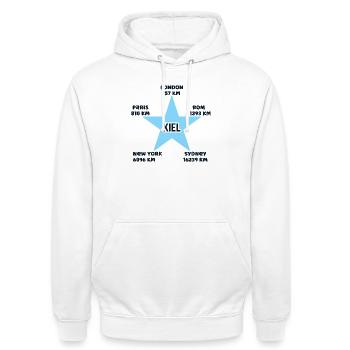 Kiel Vacances Côte Mer Baltique Port Kiel Home - Sweat-shirt à capuche unisexe - blanc - Devant - AI Model Male 185 dark (185cm) & AI Model Female 172 dark (172cm)