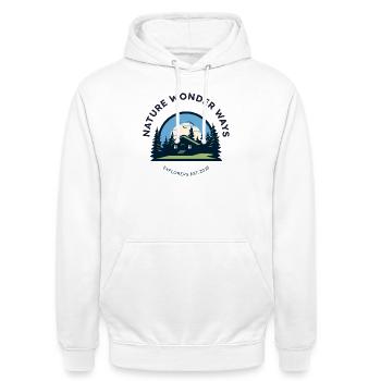 Nature Wonder Ways  - Unisex Hoodie - Weiß - Vorne - AI Model Male 185 dark (185cm) & AI Model Female 172 dark (172cm)