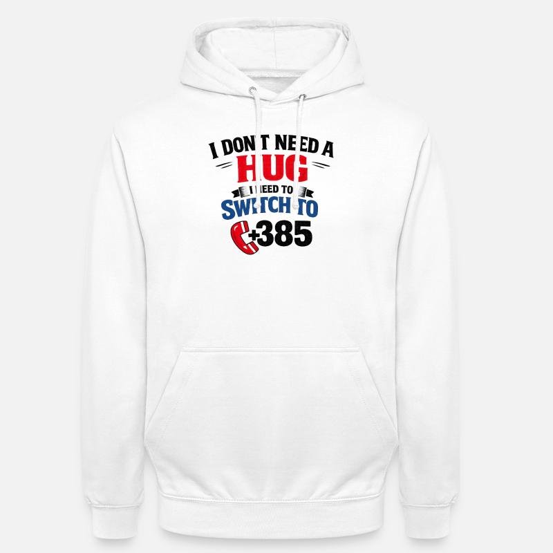 Pas de câlin, appel numéro 385 - Sweat-shirt à capuche unisexe - blanc