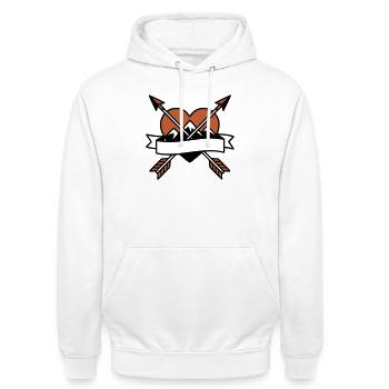 Marqueur de la bannière Heart Arrows - Sweat-shirt à capuche unisexe - blanc - Devant - AI Model Male 185 dark (185cm) & AI Model Female 172 dark (172cm)