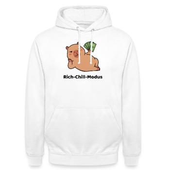 Geldschein-Piggy Pose Wasserschwein Capybara - Unisex Hoodie - Weiß - Vorne - AI Model Male 185 dark (185cm) & AI Model Female 172 dark (172cm)