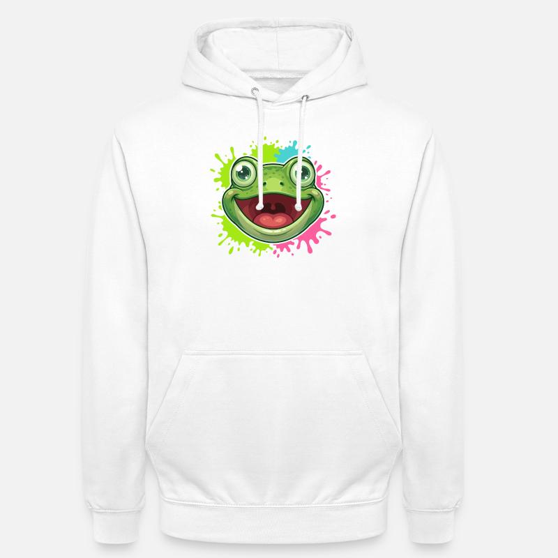 Éclaboussure joyeuse de grenouilles - Sweat-shirt à capuche unisexe - blanc