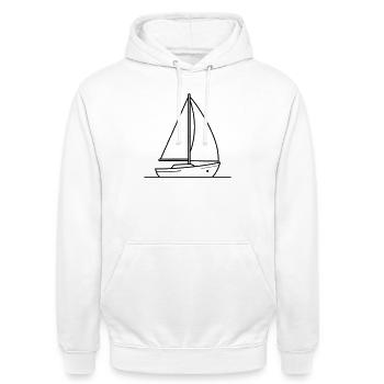 Segelschiff - Unisex Hoodie - Weiß - Vorne - AI Model Male 185 dark (185cm) & AI Model Female 172 dark (172cm)