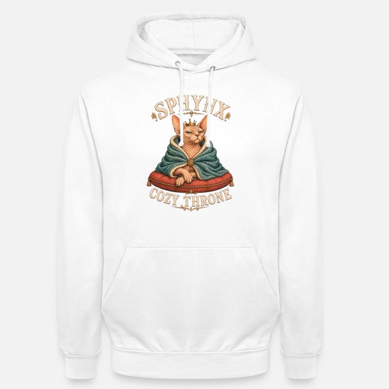 SPHYNX TRÔNE DOUILLET Chat - Sweat-shirt à capuche unisexe - blanc