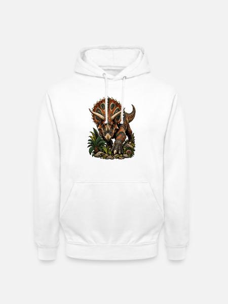 Farbenfroher Triceratops mit Muster - Unisex Hoodie - Weiß