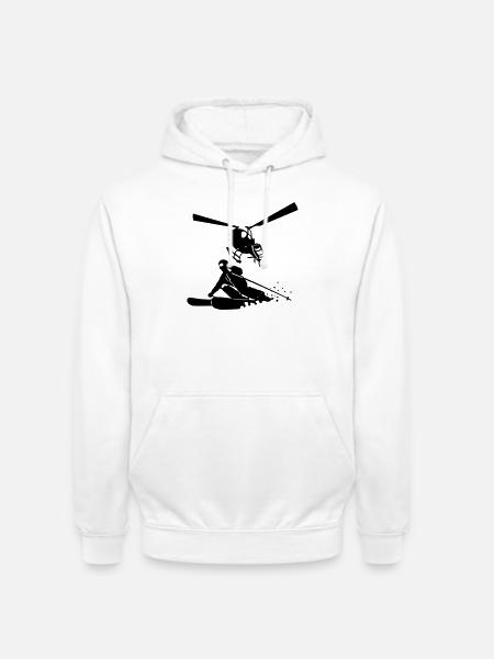 Heliskiing - Sweat-shirt à capuche unisexe - blanc