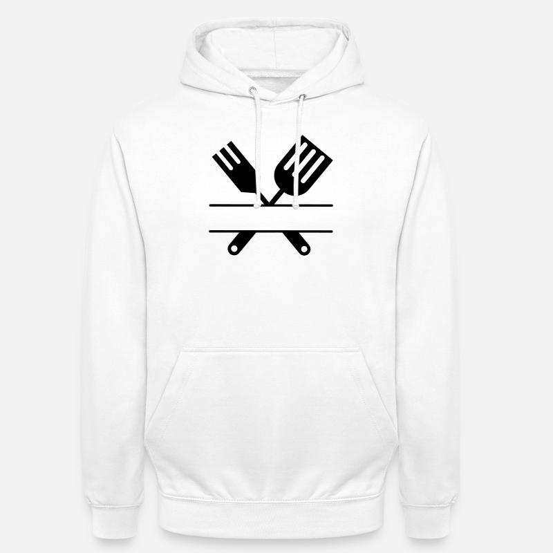 Monogramme de couverts emblème de barbecue - Sweat-shirt à capuche unisexe - blanc