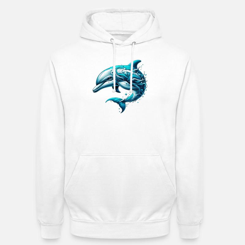 Dauphin - Sweat-shirt à capuche unisexe - blanc