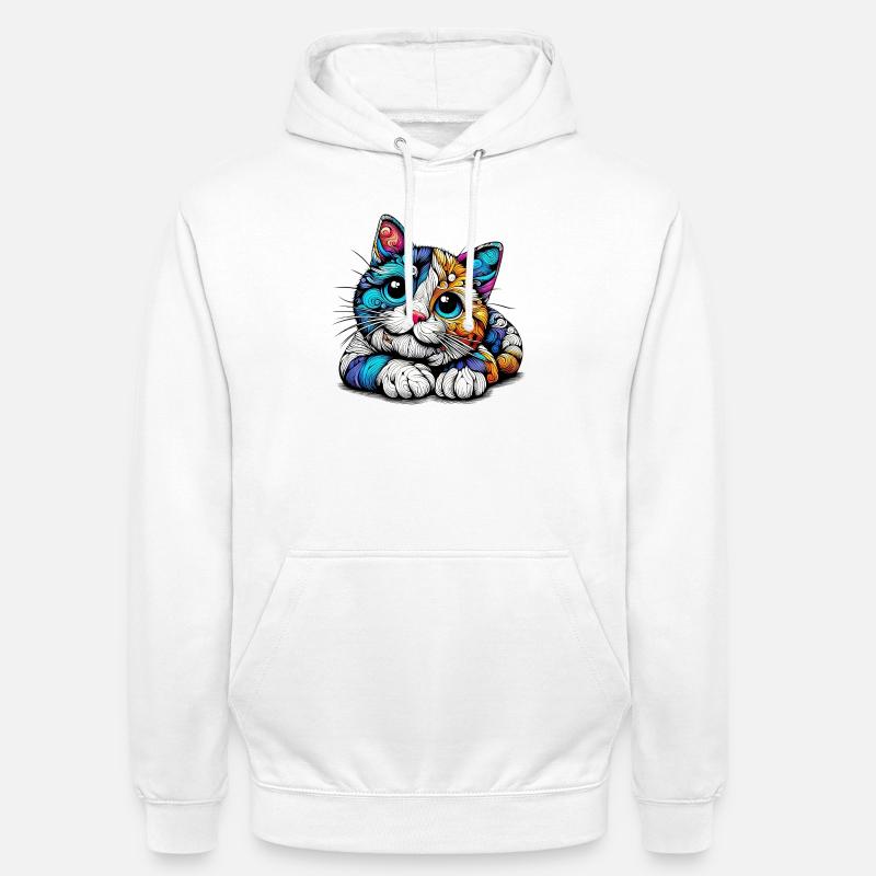 Chat - Sweat-shirt à capuche unisexe - blanc