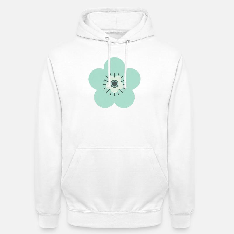 Vert menthe et fleur bleue - Sweat-shirt à capuche unisexe - blanc