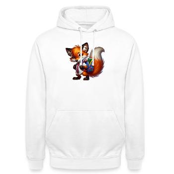 Start of school with fun: Fox for school beginners - Unisex Hoodie - white - Front - AI Model Male 185 dark (185cm) & AI Model Female 172 dark (172cm)